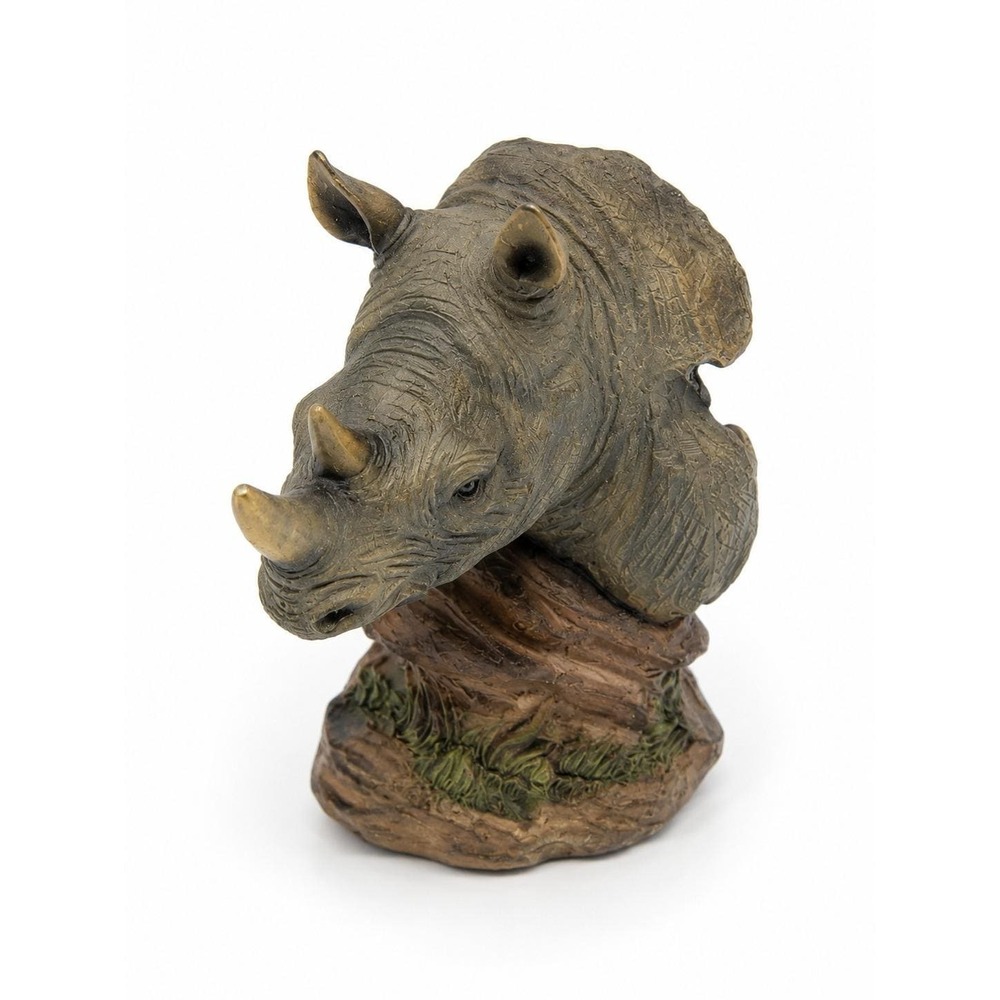 Unbranded Rhino Bust Figurine Textured Resin 4.5" Safari Wildlife Decor